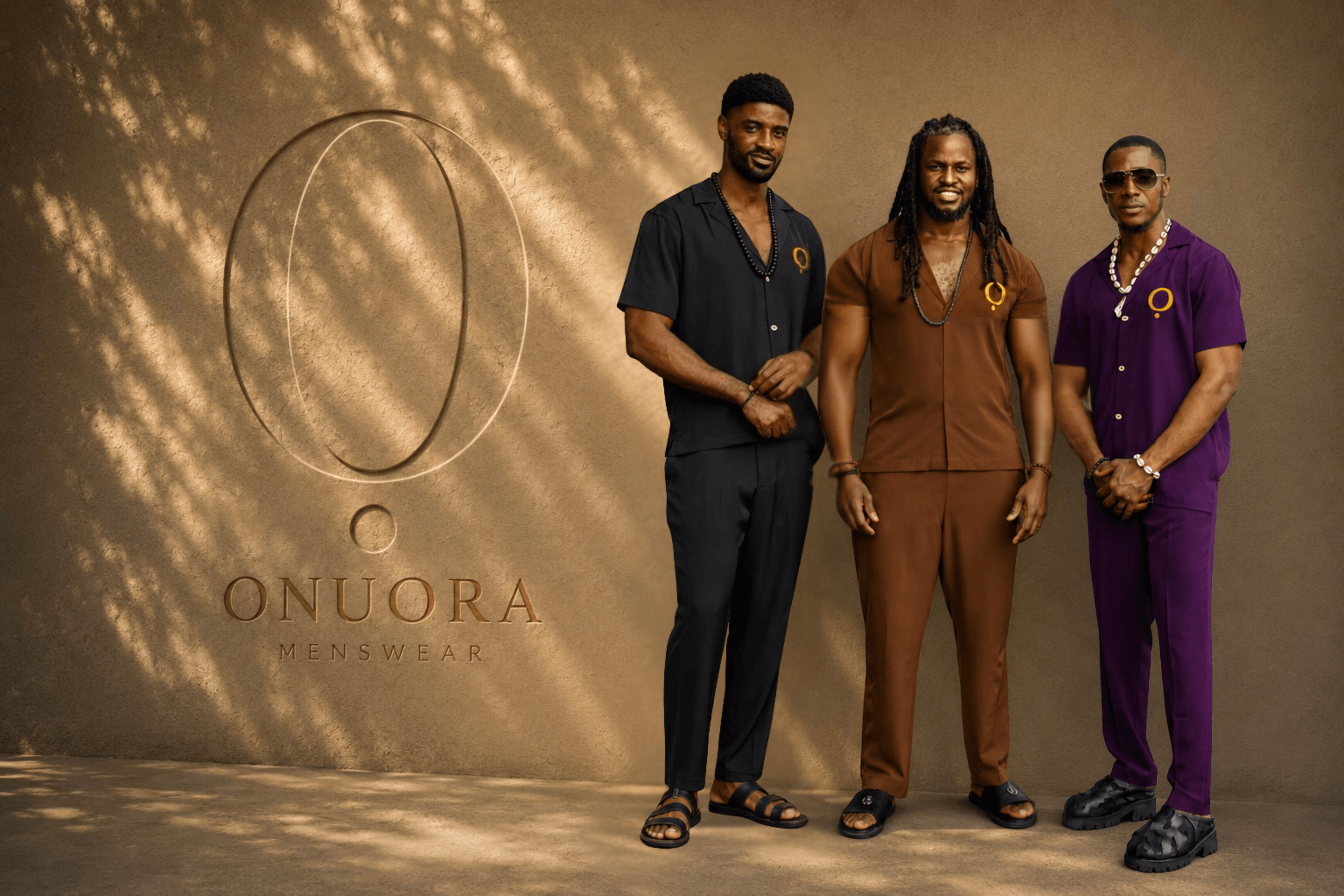 The ỌNUỌRA house wearing contemporary menswear in Lagos